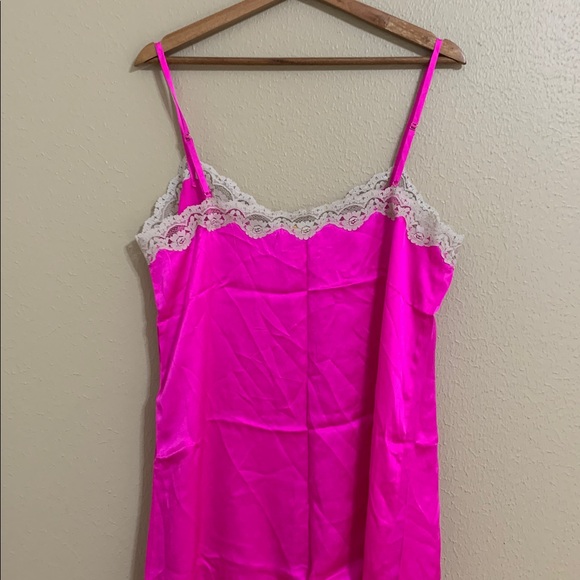 Y2K kate spade Hot Pink Chemise with Beige Lace Large - Picture 6 of 11